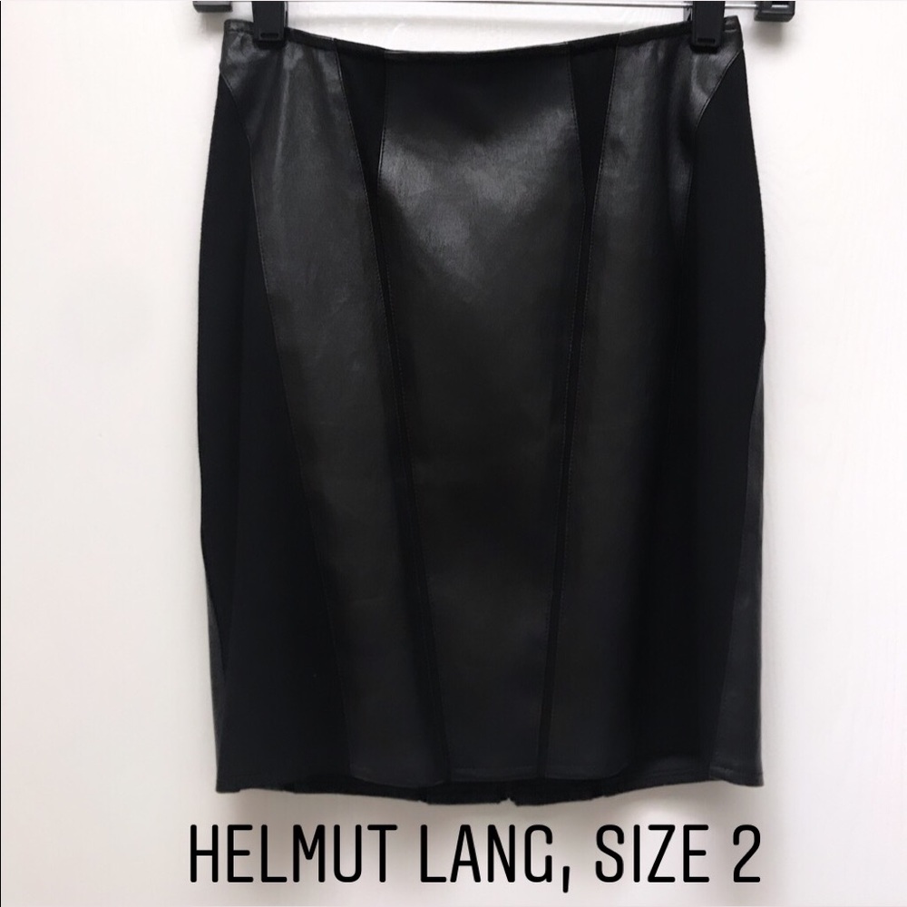 Helmut Lang lamb leather black panel skirt, size 2